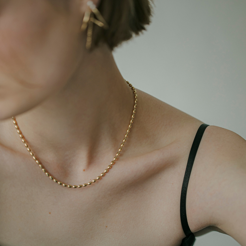 【CH collection】オーバルボールチェーンネックレス gold