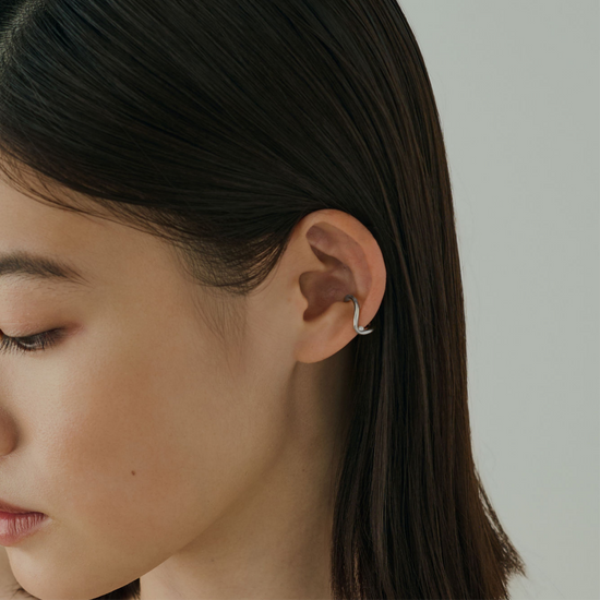 【horizon】ウェーブ＆プチパールイヤーカフ silver