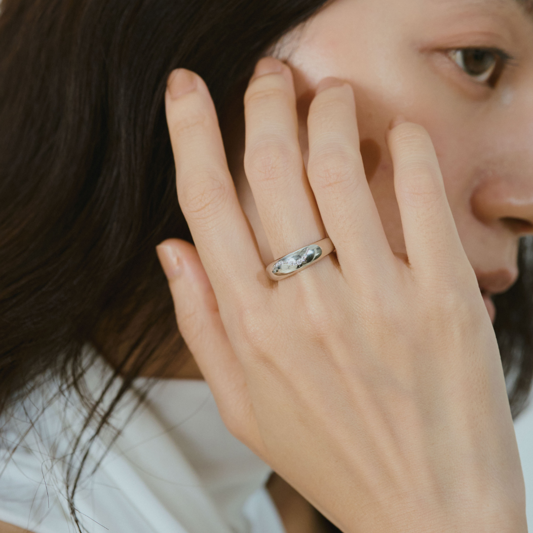 【bonbon】フローイングメレリング silver