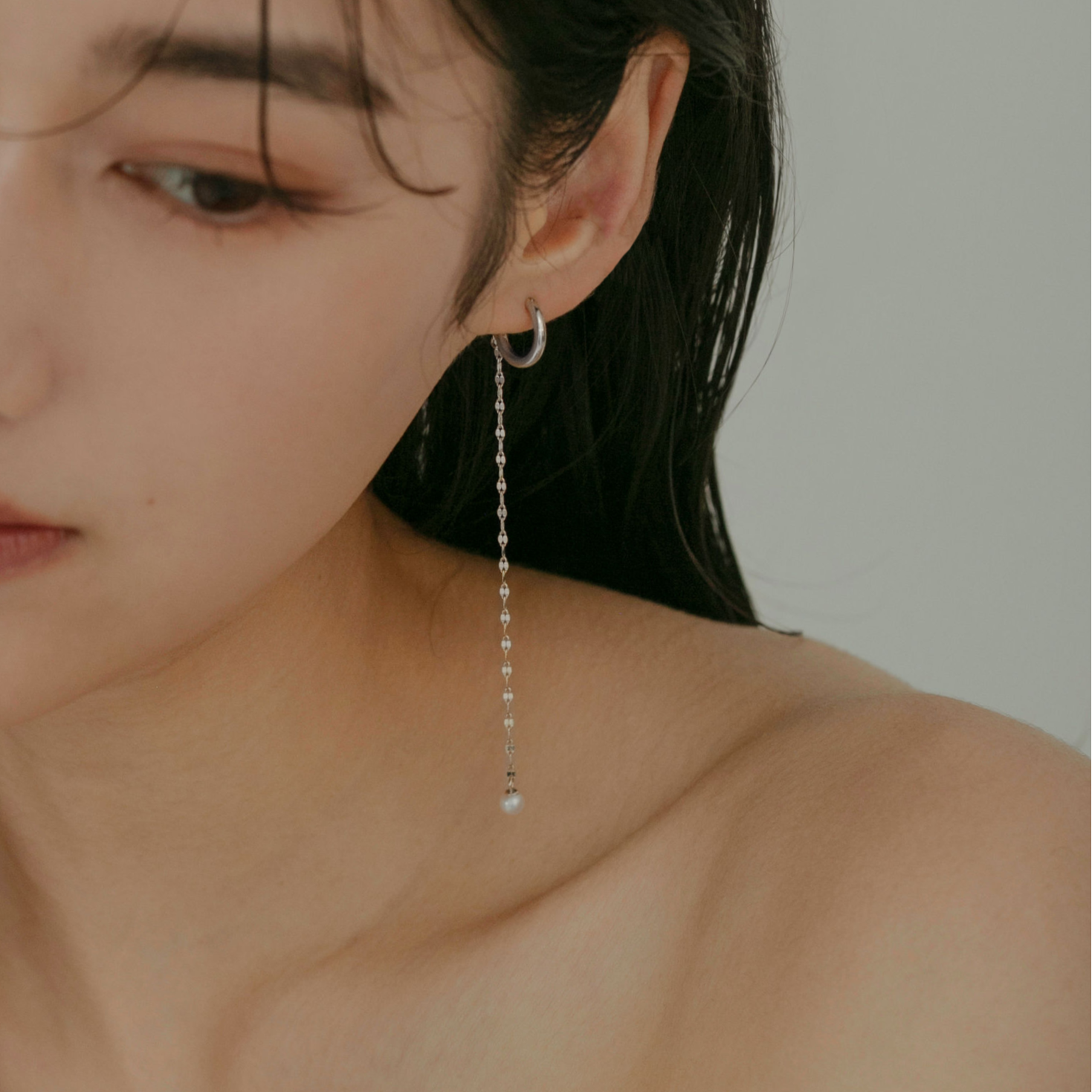 【link】プチパール＆エクレアチェーンピアス silver