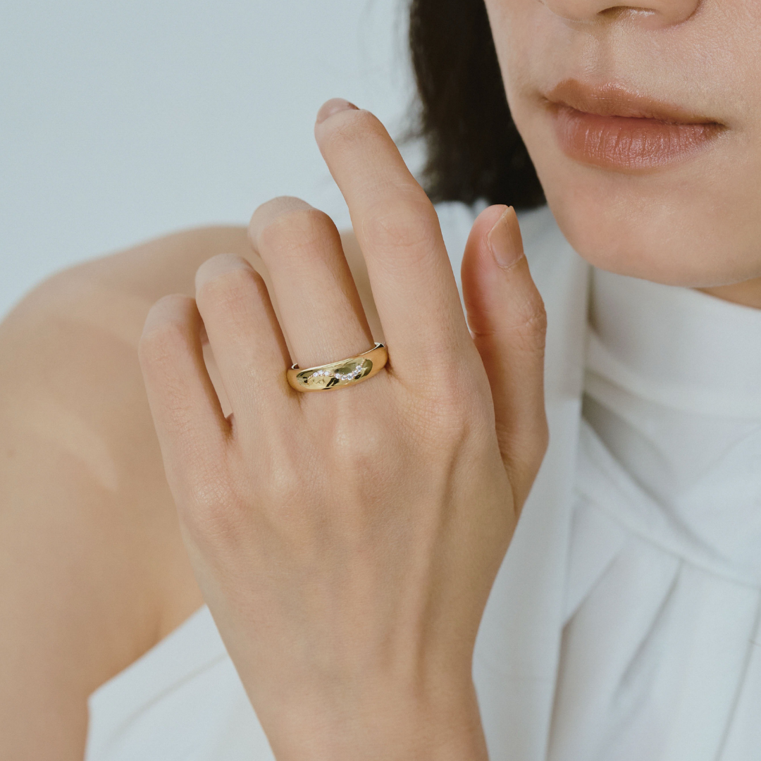 【bonbon】フローイングメレリング gold