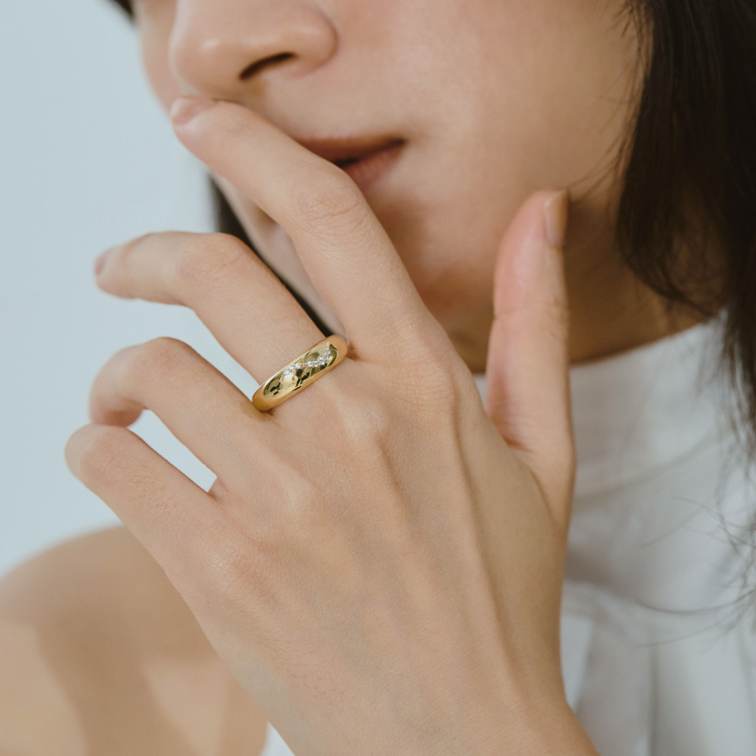 【bonbon】フローイングメレリング gold