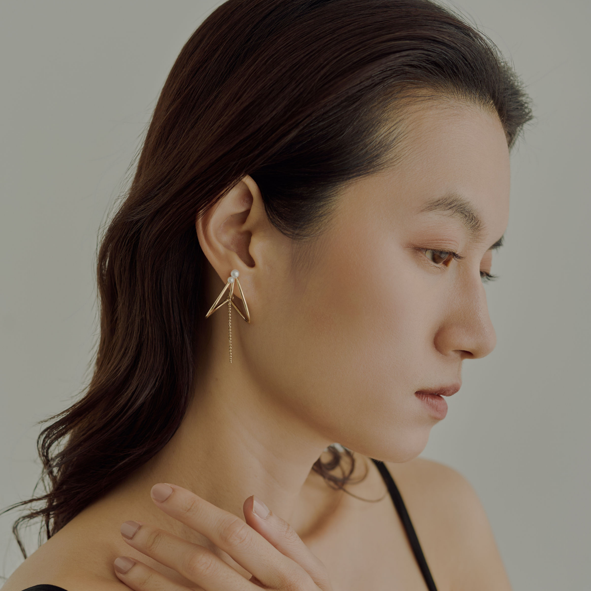 【link】クレセントチェーンイヤリング gold