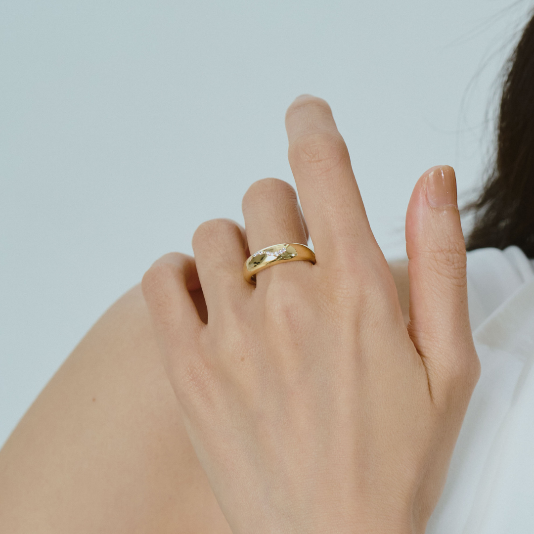 【bonbon】フローイングメレリング gold