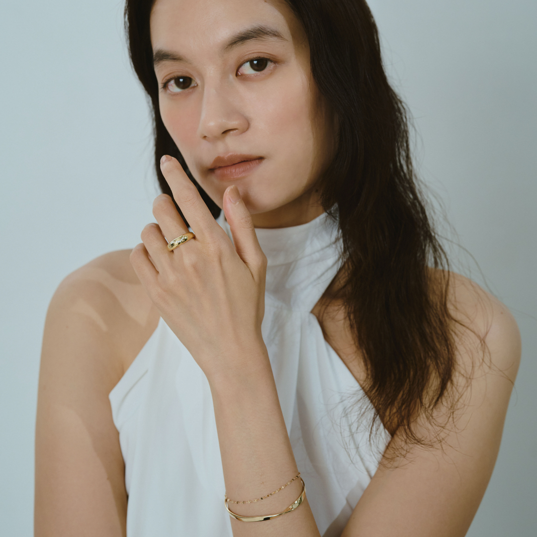 【bonbon】フローイングメレリング gold