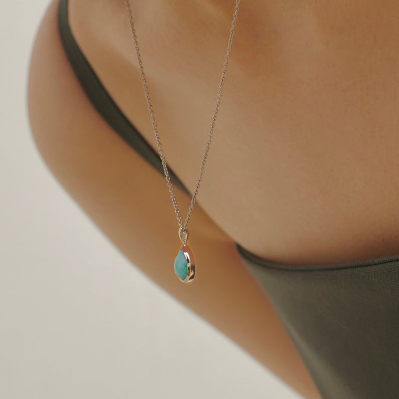 【nature】ティアドロップ天然石ネックレス silver