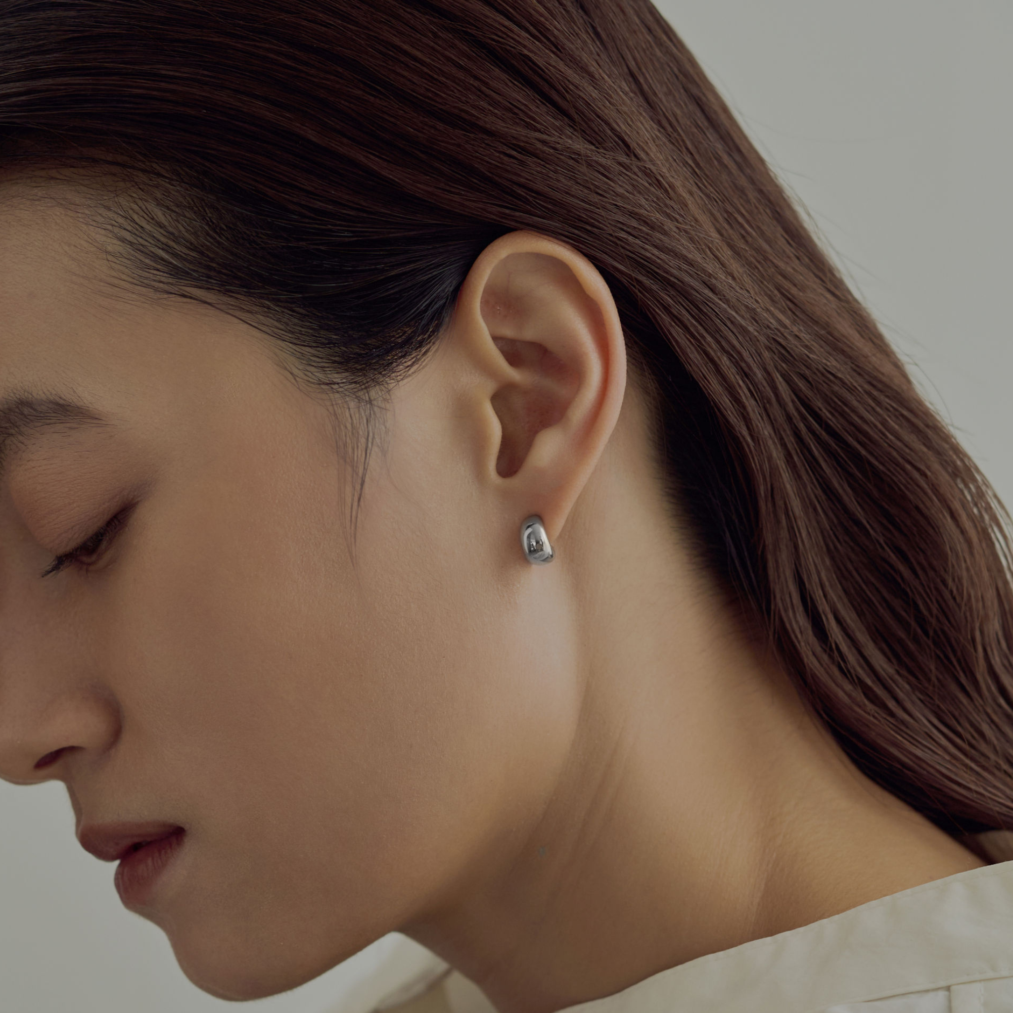 [hilarious] Half round earrings silver