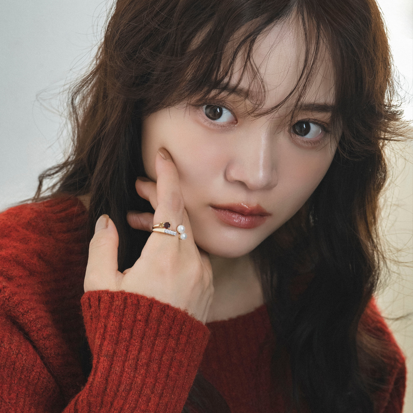 【Karin Takubo × h..】カラーストーンメランジュリング gold