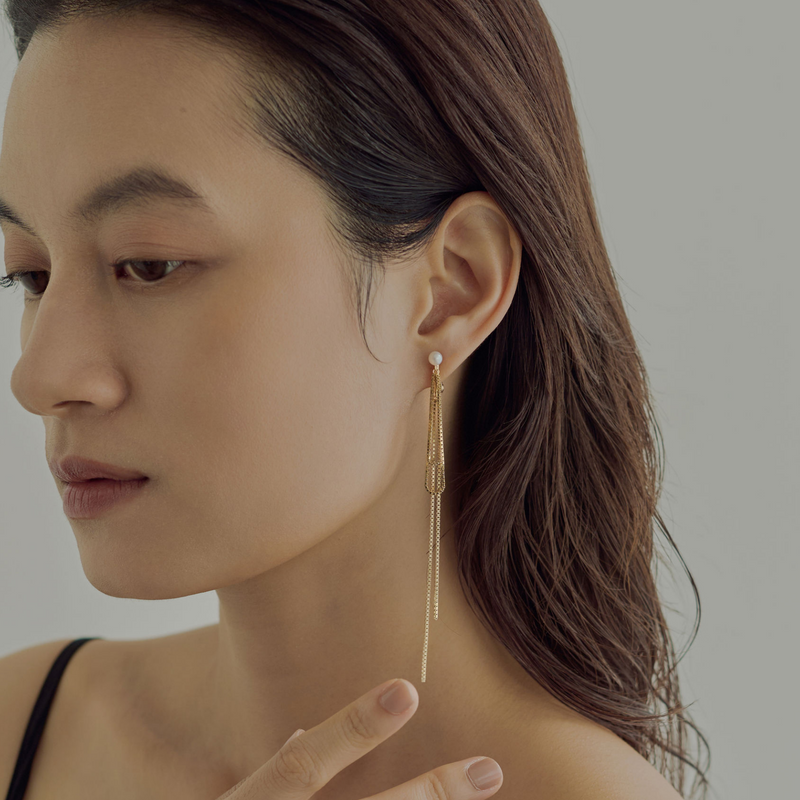 【link】リボンチェーンイヤリング gold