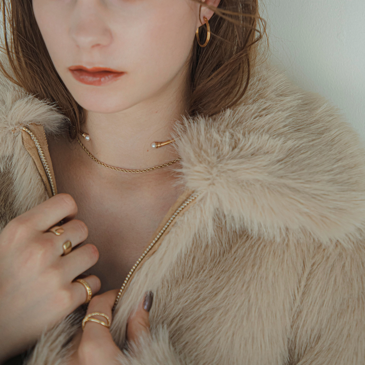 【anchor】パールネックカフ2.5mmリバーシブル gold