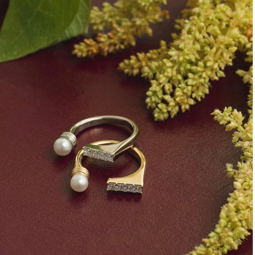 【Karin Takubo × h..】スクエアストーンメランジュリング silver