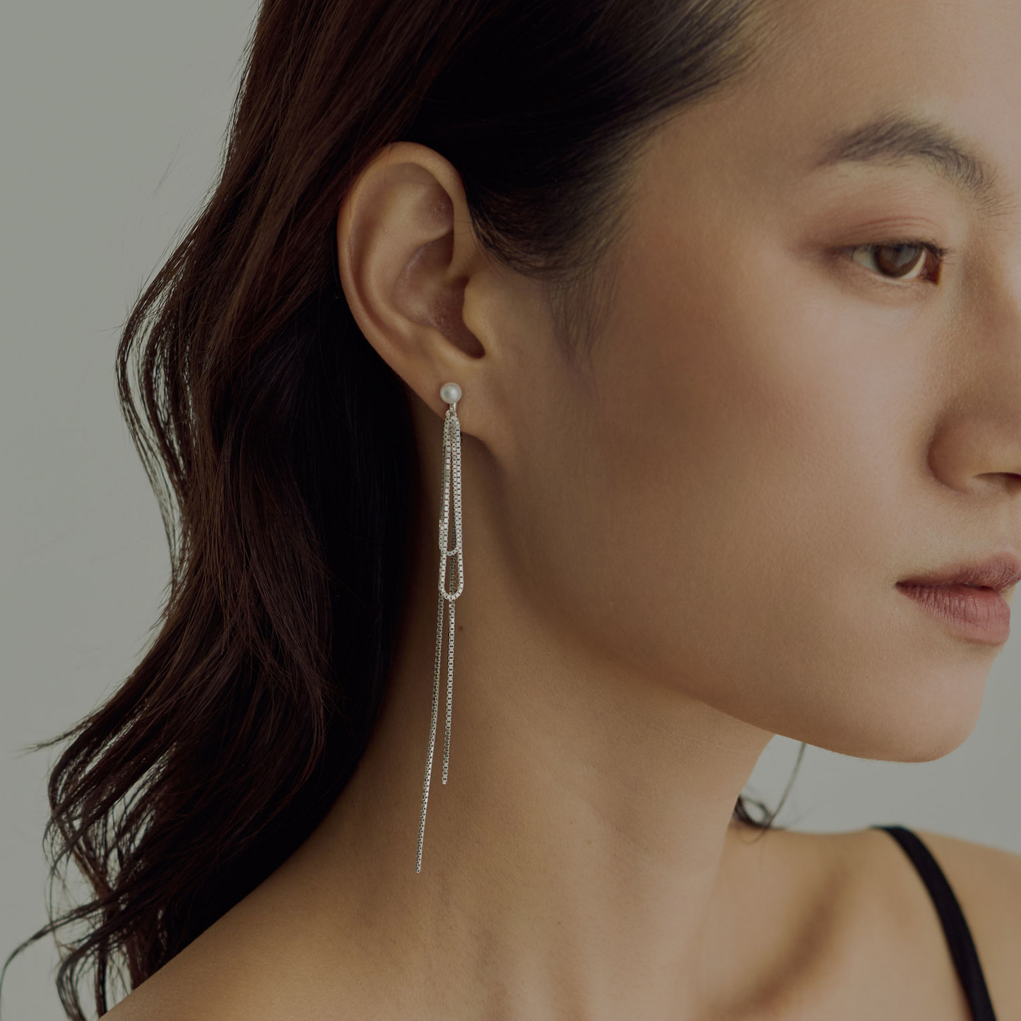 【link】リボンチェーンイヤリング silver