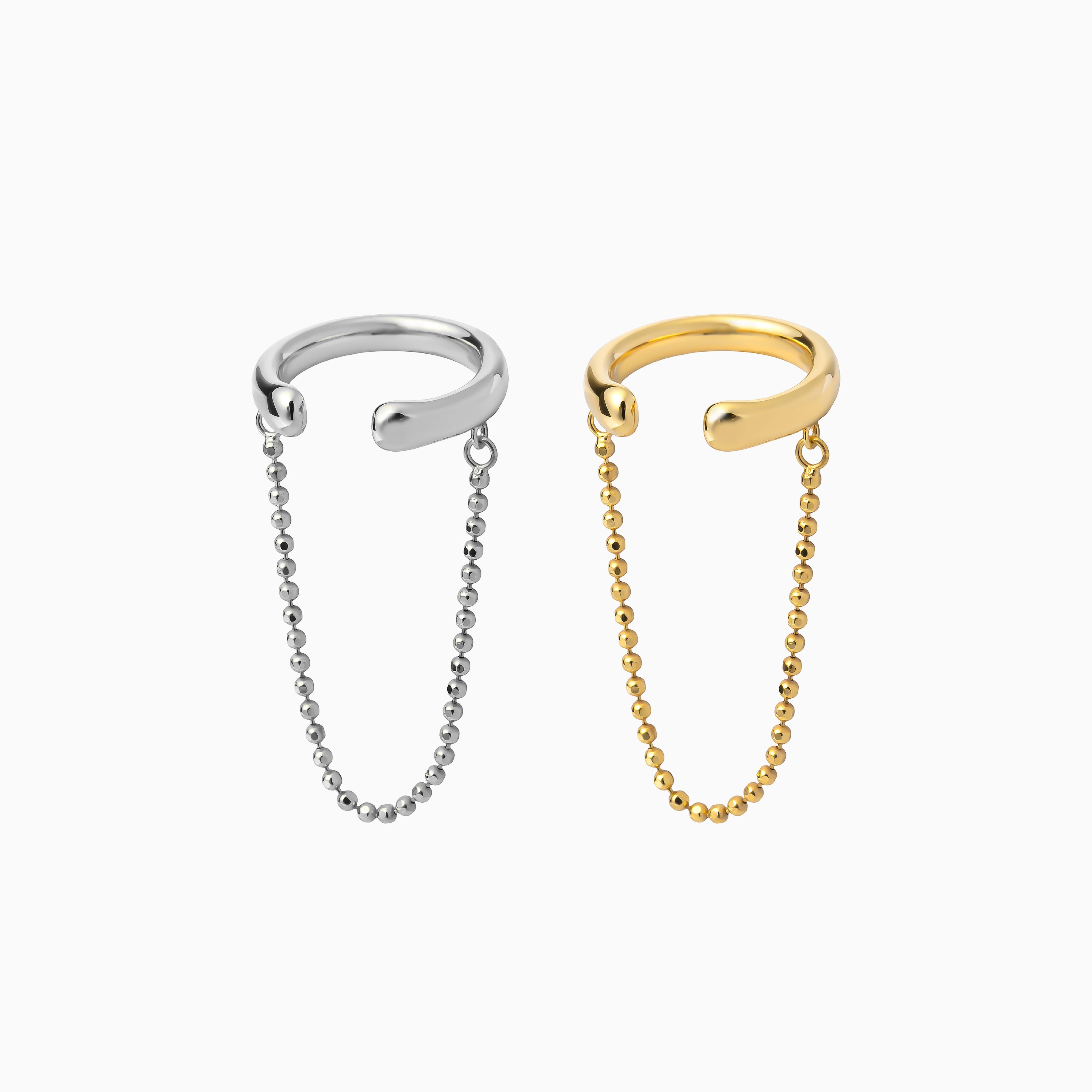 【harbor】カットボールチェーンイヤーカフ gold