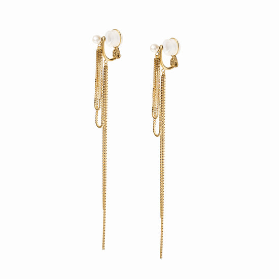 【link】リボンチェーンイヤリング gold