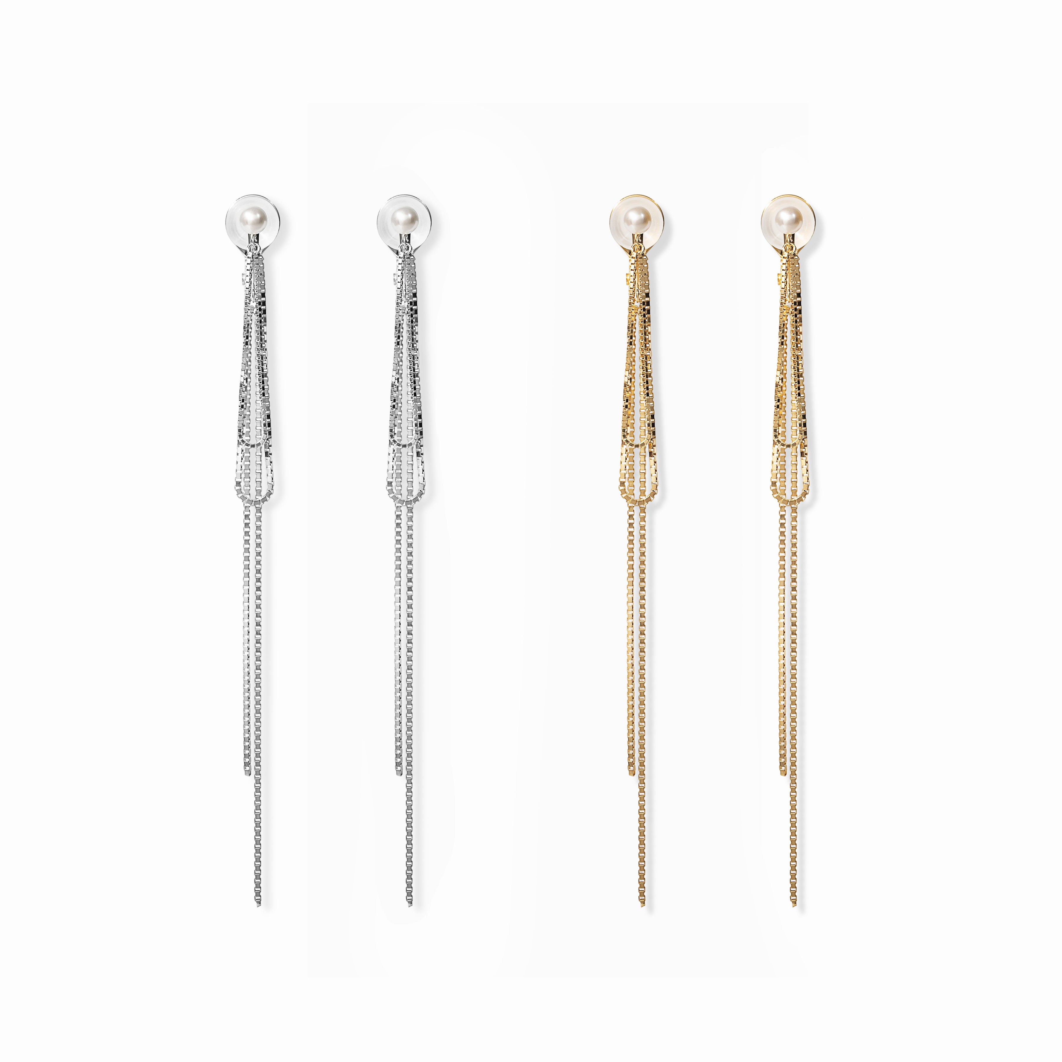 【link】リボンチェーンイヤリング silver