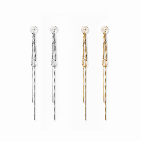 【link】リボンチェーンイヤリング silver