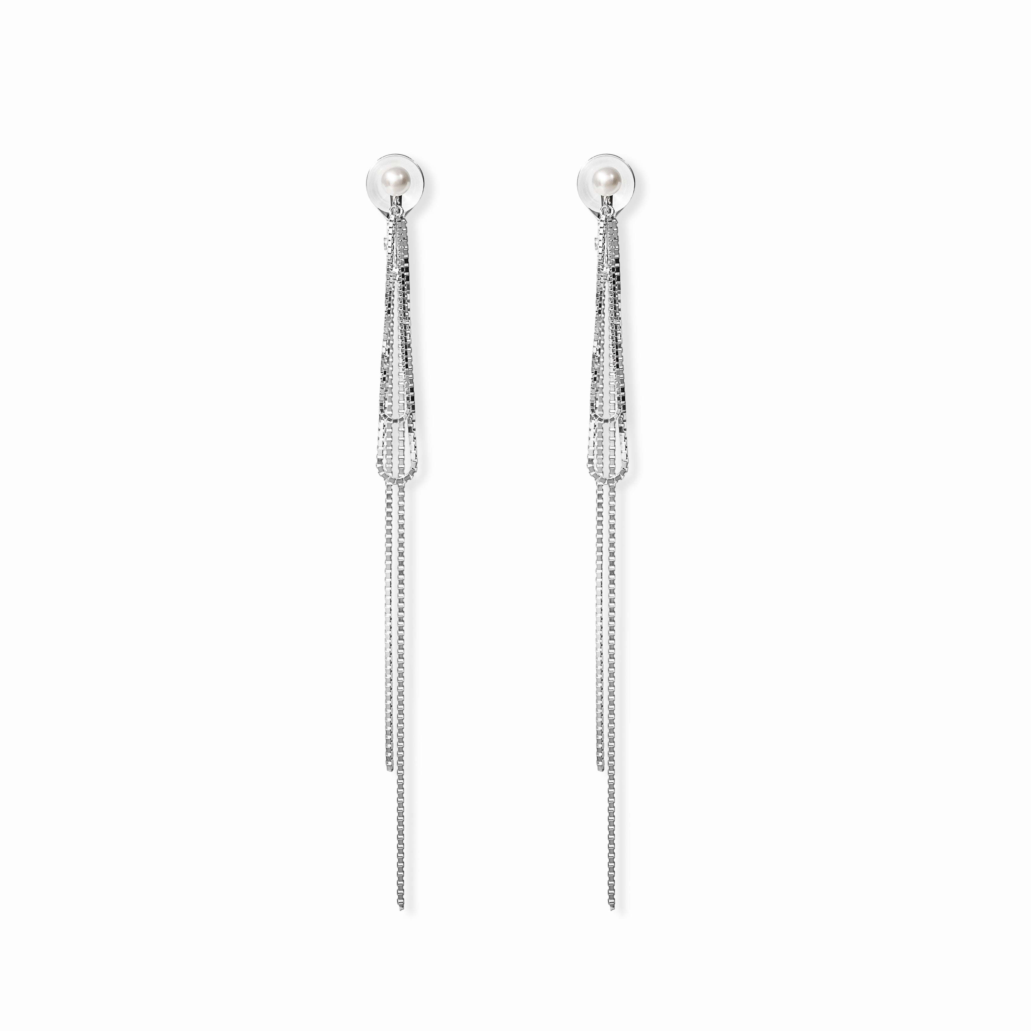 【link】リボンチェーンイヤリング silver