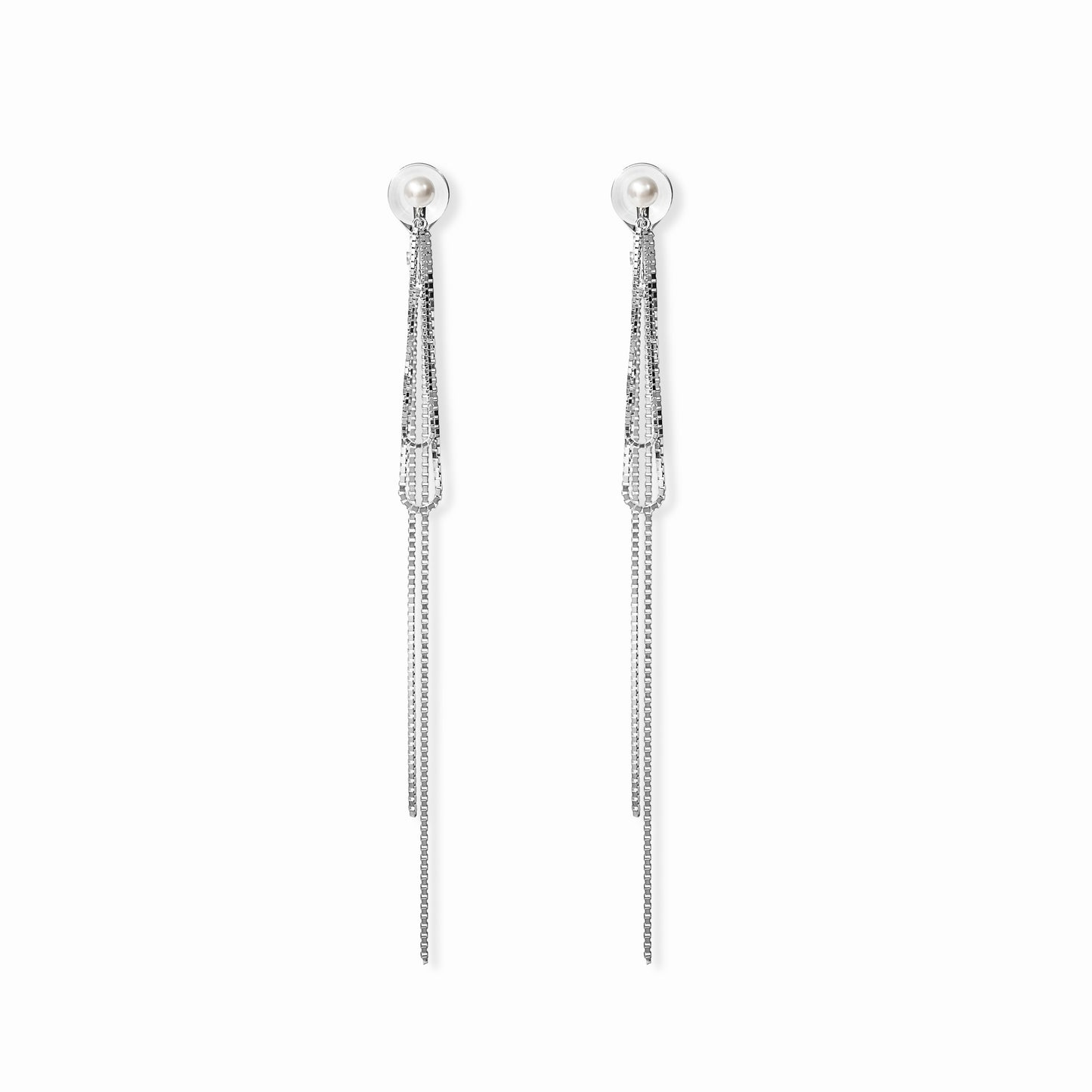 【link】リボンチェーンイヤリング silver