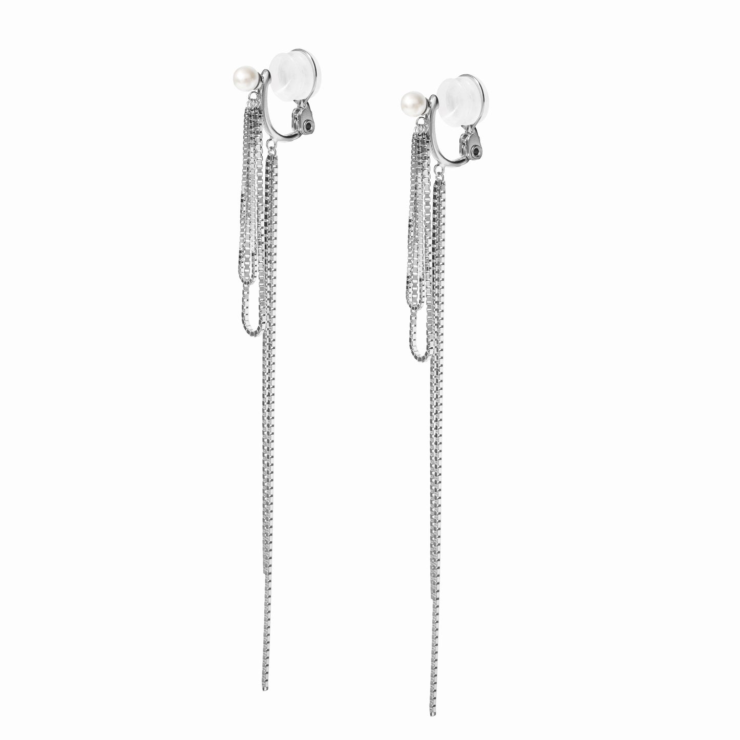 【link】リボンチェーンイヤリング silver