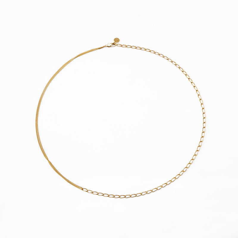 [link] Double chain long necklace gold