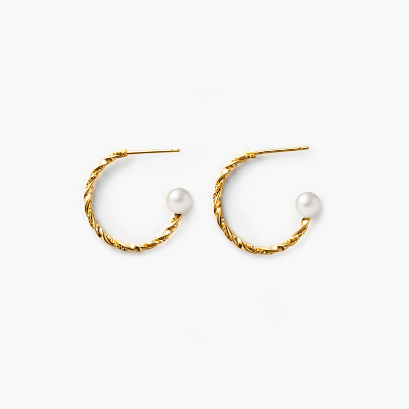 [Twist] Twisted hoop earrings - L gold