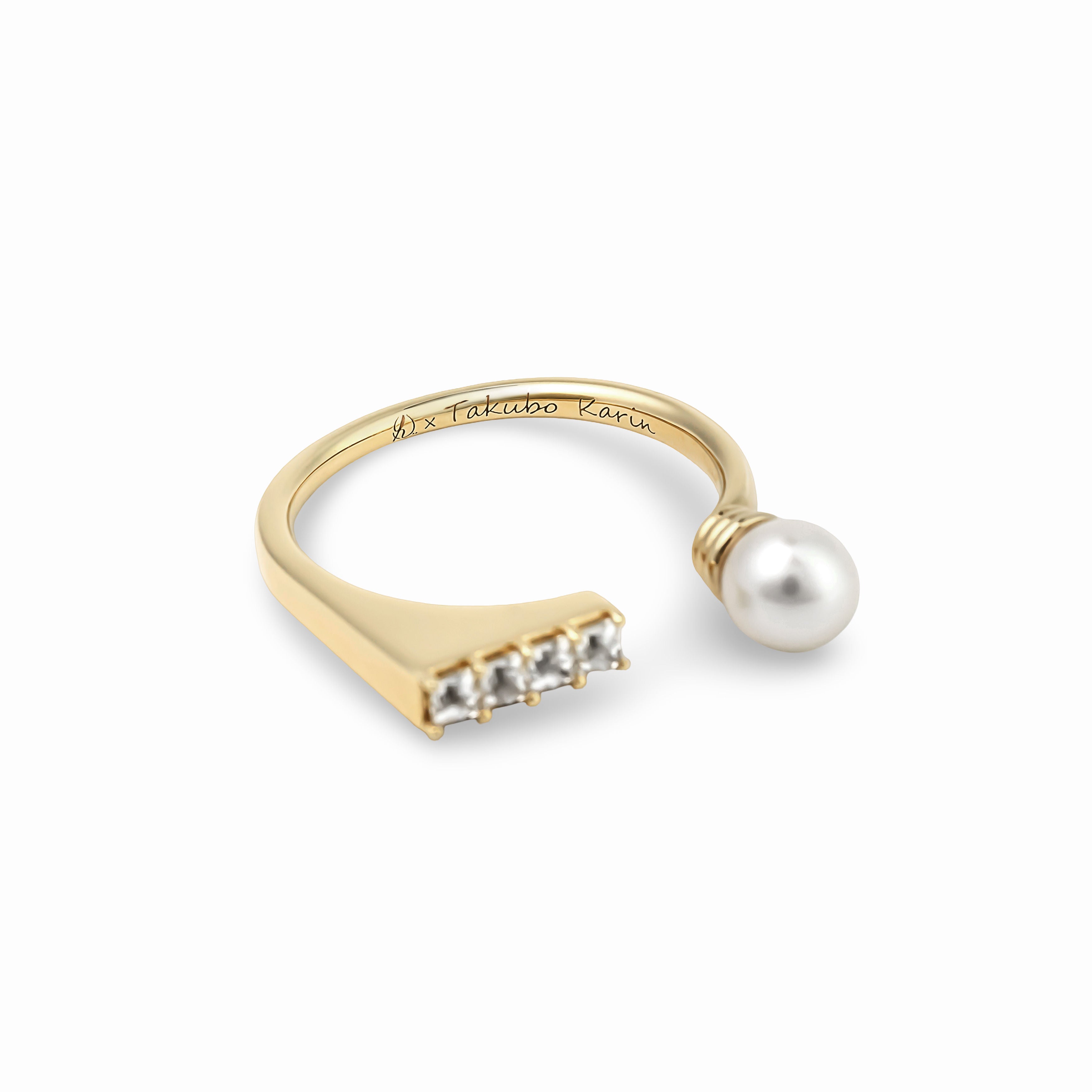 【Karin Takubo × h..】スクエアストーンメランジュリング gold