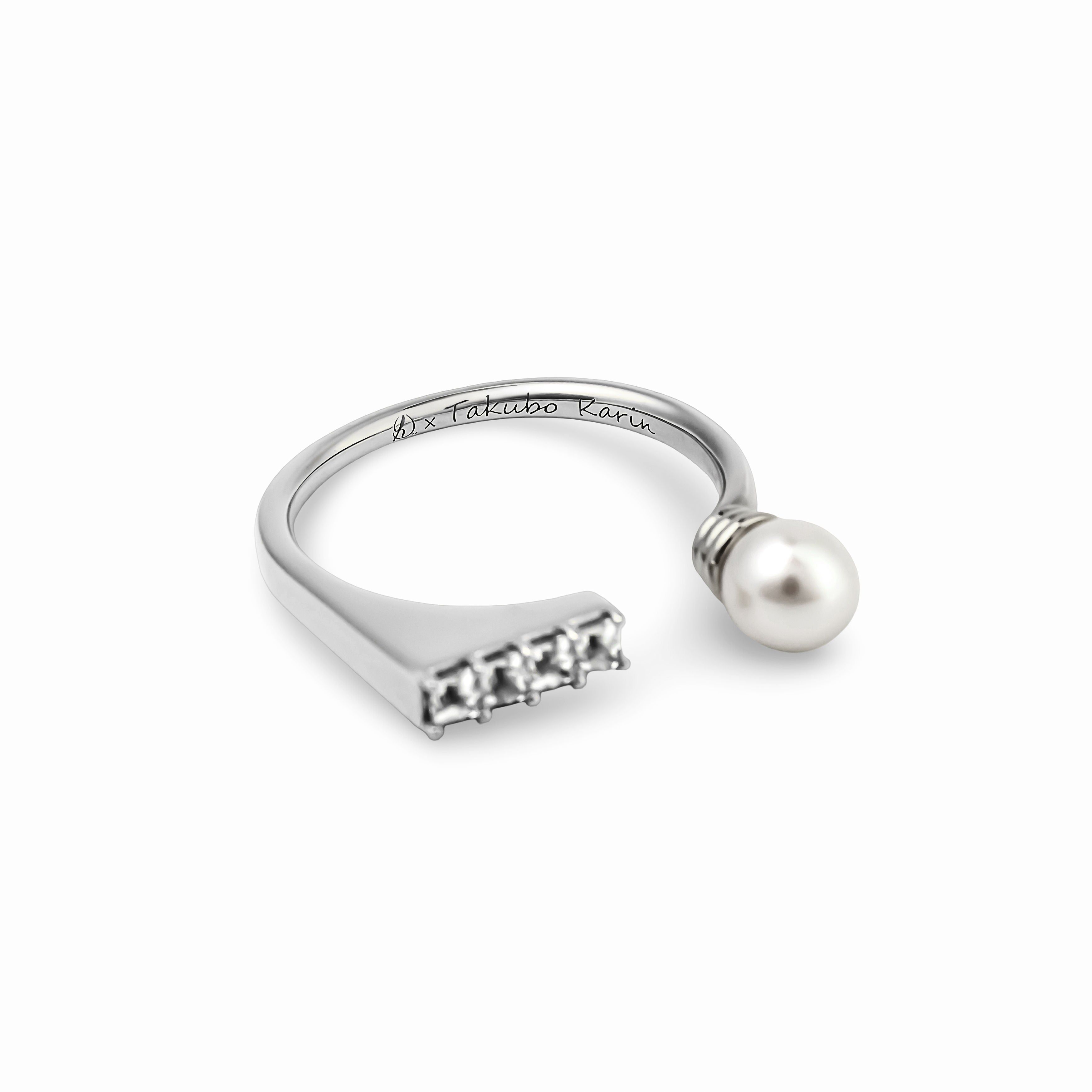 【Karin Takubo × h..】スクエアストーンメランジュリング silver