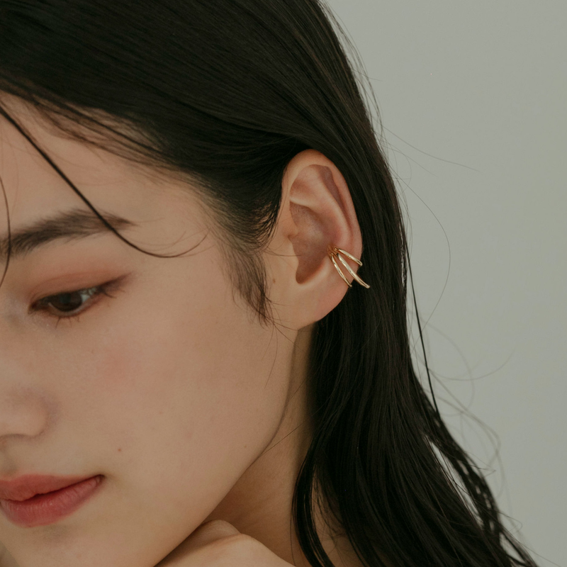 [heaven] Trio Line Ear Cuff Gold