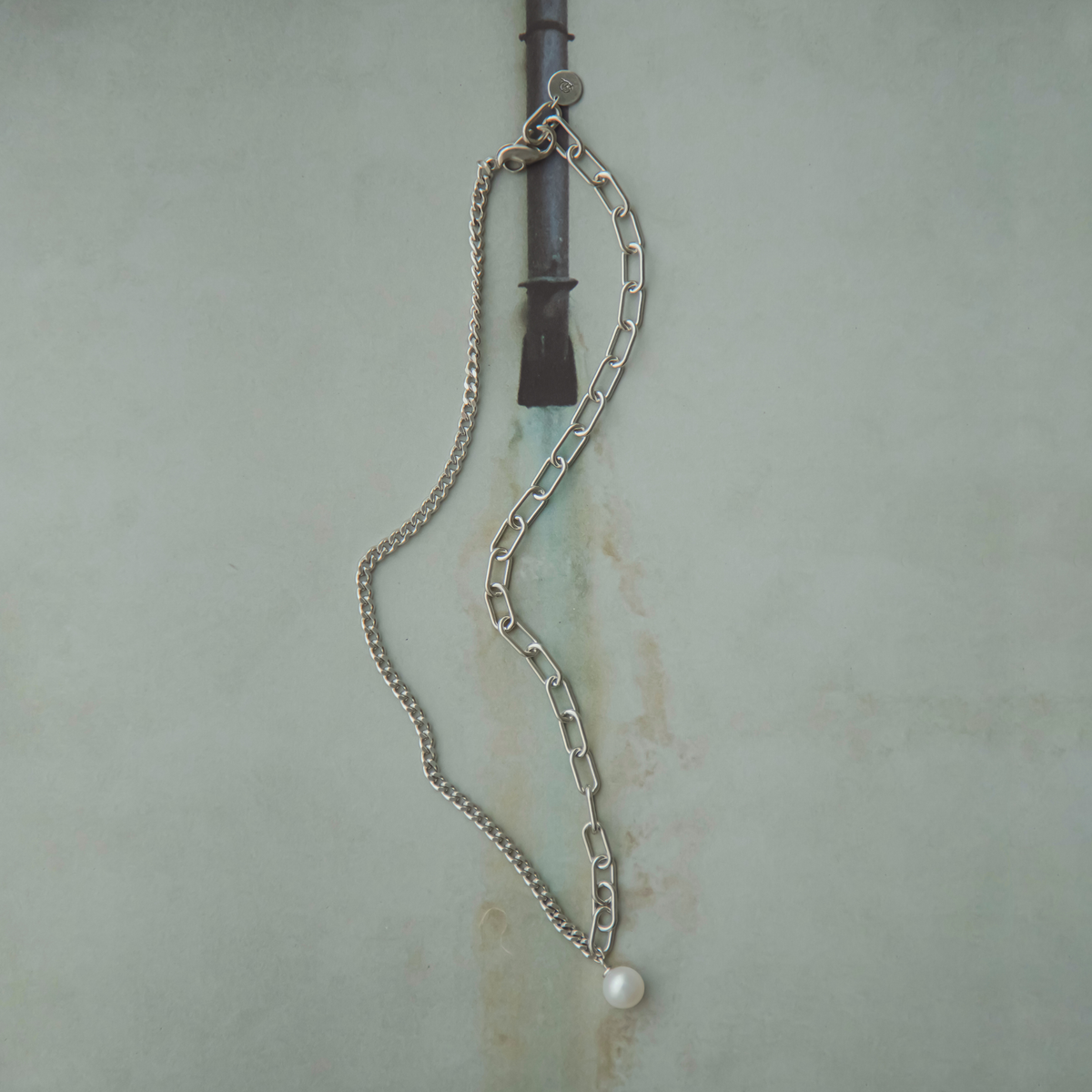 link】アシンメトリーチェーンチョーカーネックレス silver – h