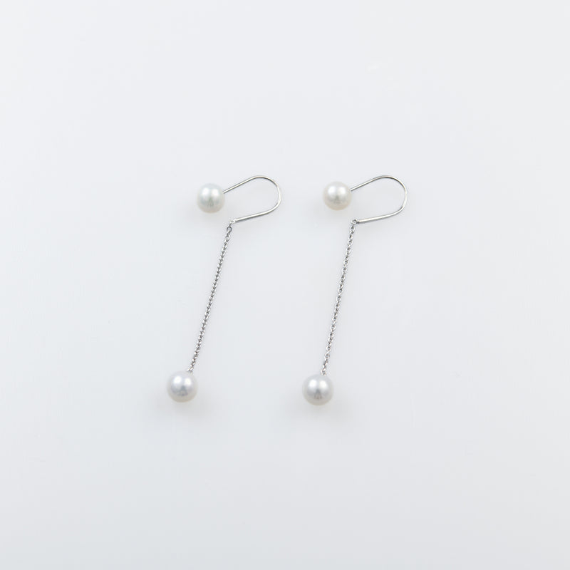 [Horizon] Pearl catch chain earrings silver