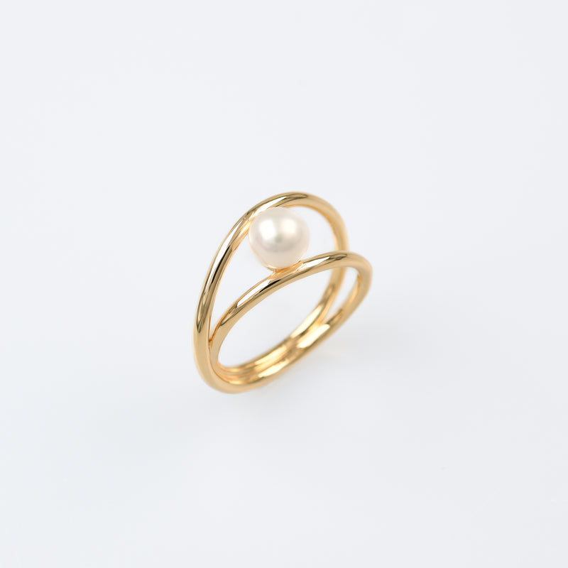 [harbinger] Spiral pearl ring gold 